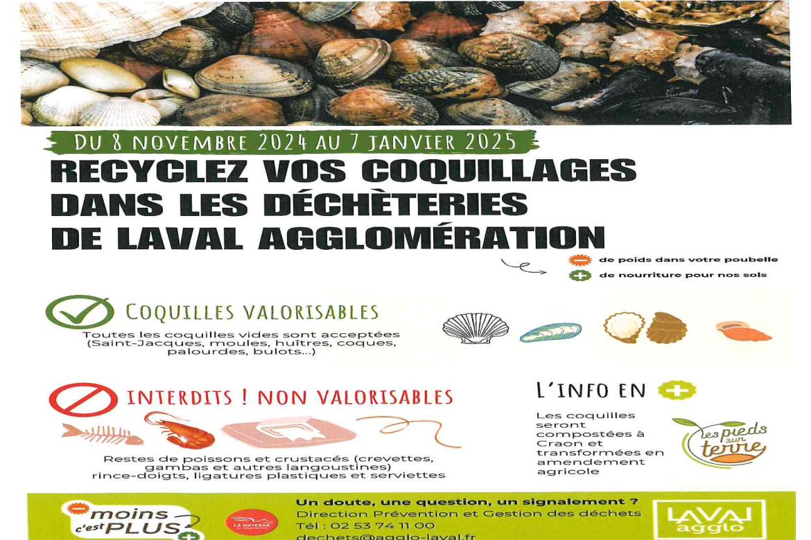 8 novembre au 7 janvier : recyclez vos coquillages - déchetteries